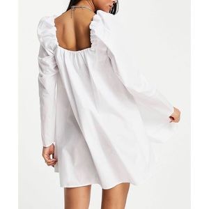 WHITE COTTON PUFF SLEEVE MINI DRESS SZ 10